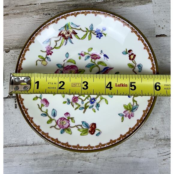 Vintage Coalport Pembroke Hand Painted 2 Handled Soup Bowls Saucers Birds Floral - Picture 9 of 11